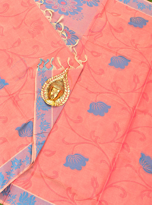 Coimbatore Cotton Pink Butta Saree with Thread Woven Border