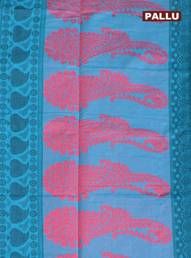 Coimbatore Cotton Blue Butta Saree with Plain Border