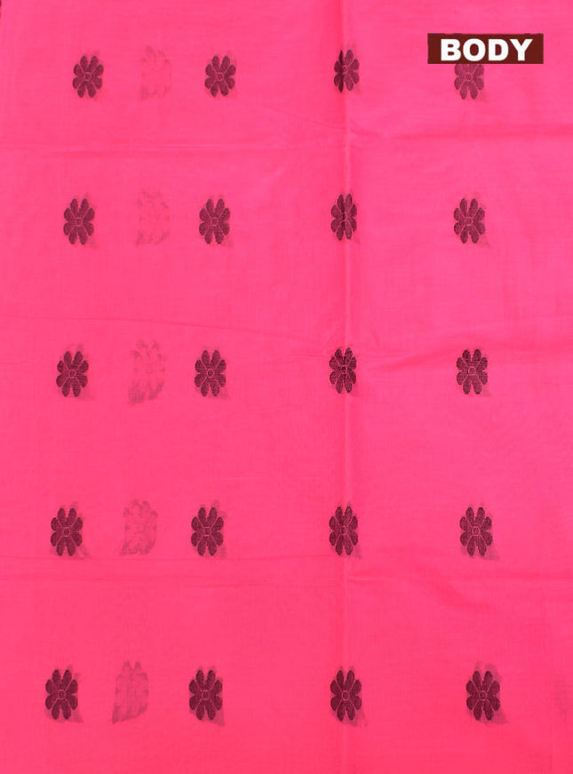 Coimbatore Cotton Dark Pink Butta Saree with Plain Border