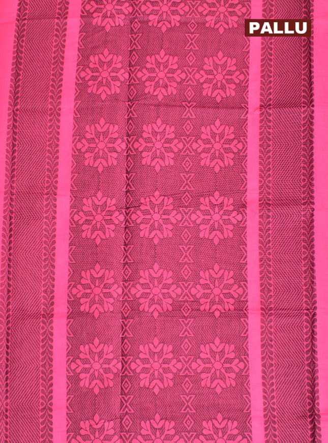 Coimbatore Cotton Dark Pink Butta Saree with Plain Border