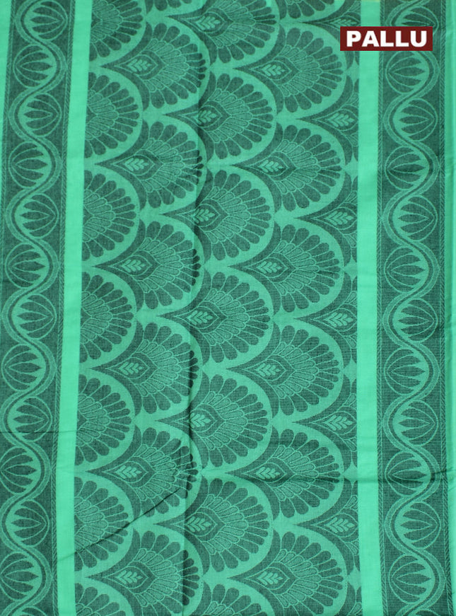 Coimbatore Cotton Rama Green Butta Saree with Plain Border