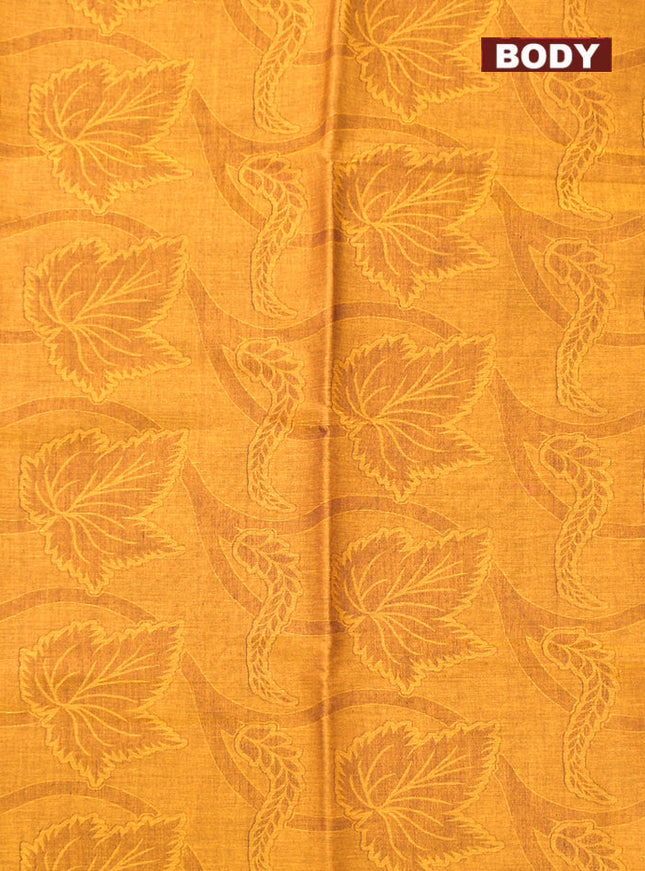 Coimbatore Cotton Mustard Emboss Saree with Thread Woven Border