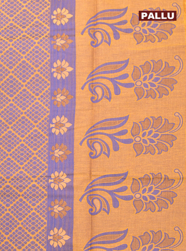 Coimbatore Cotton Mustard Emboss Saree with Thread Woven Border