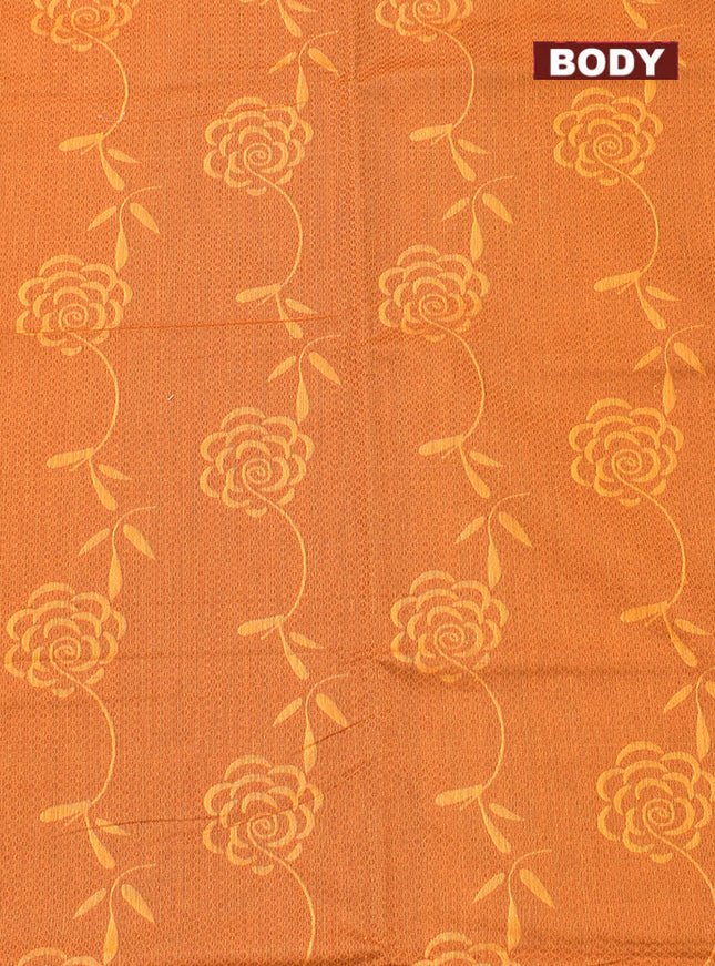 Coimbatore Cotton Brown and Sandal and Green Shade Allself Saree with Thread Woven Border