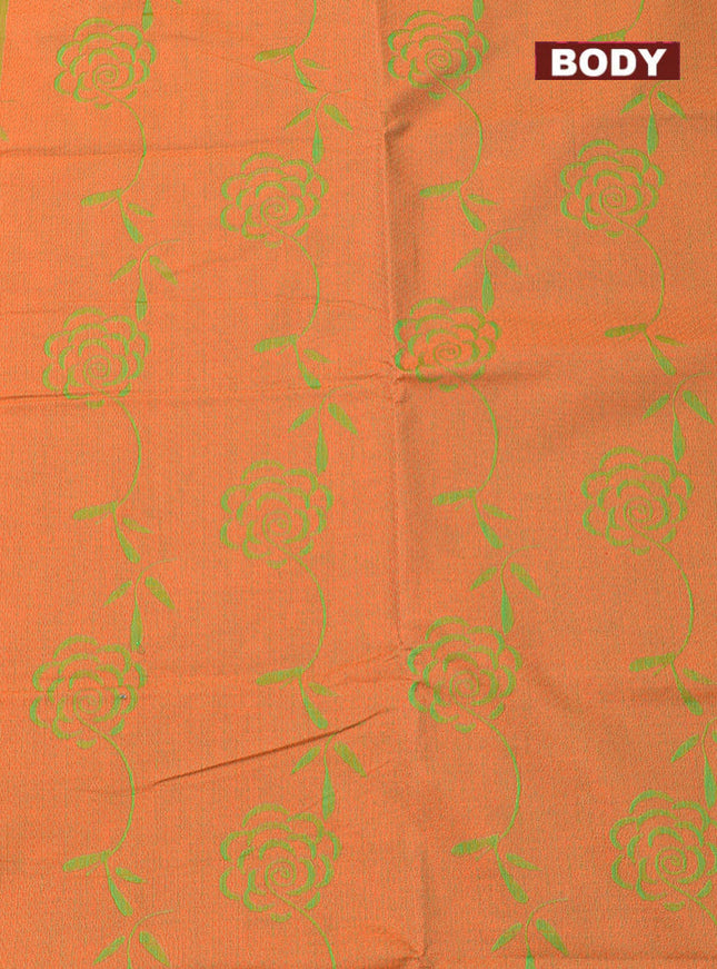 Coimbatore Cotton Orange and Green Shade Allself Saree with Thread Woven Border