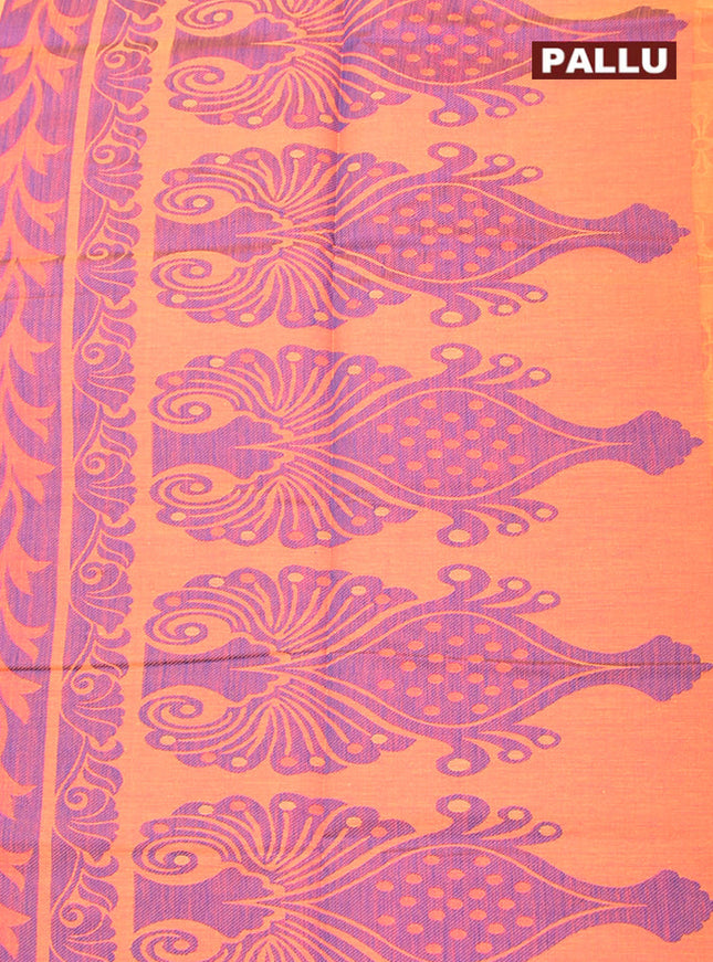 Coimbatore Cotton Orange Emboss Saree with Thread Woven Border