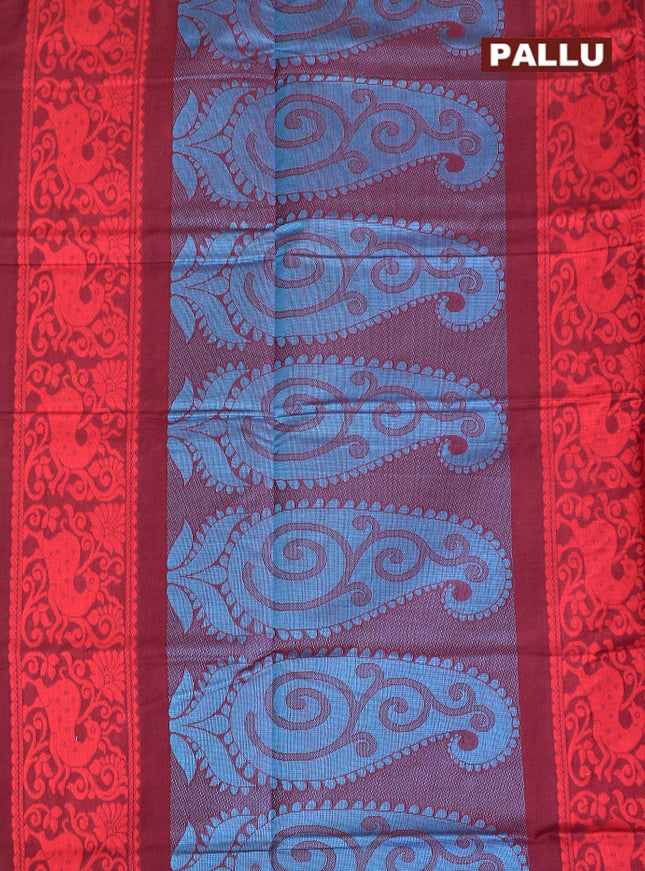 Coimbatore Cotton Magenta Butta Saree with Plain Border