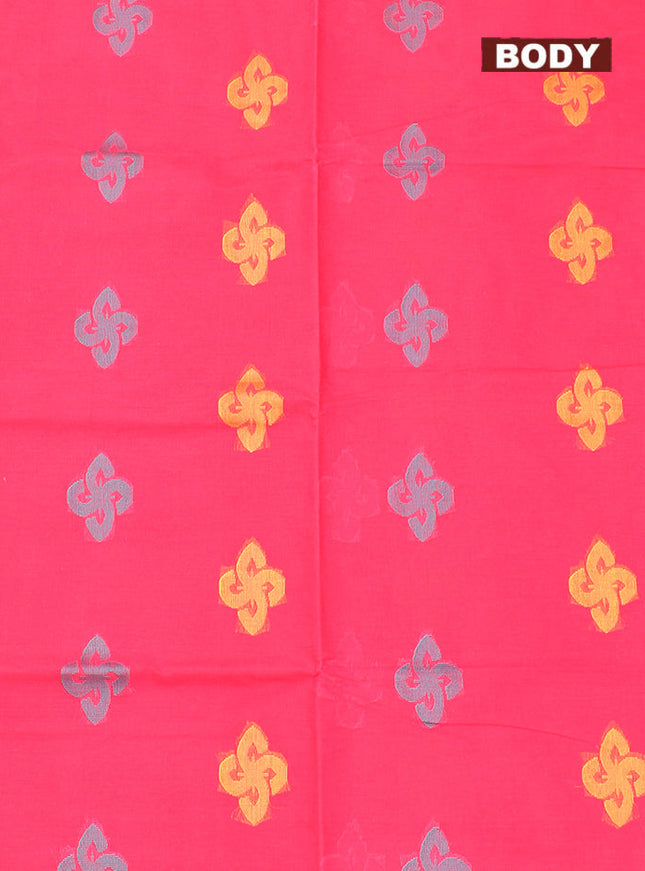 Coimbatore Cotton Dark Pink Butta Saree with Plain Border