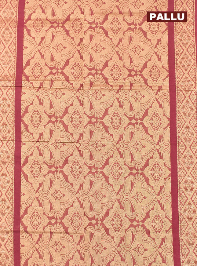 Coimbatore Cotton Maroon Butta Saree with Plain Border