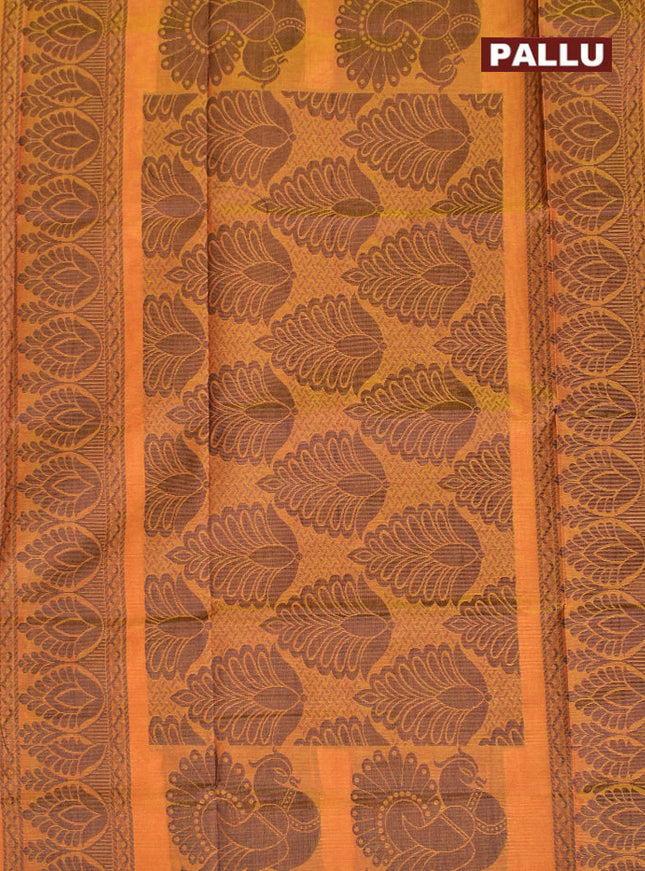 Coimbatore Cotton Brown Butta Saree with Plain Border