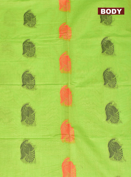 Coimbatore Cotton Green Butta Saree with Plain Border