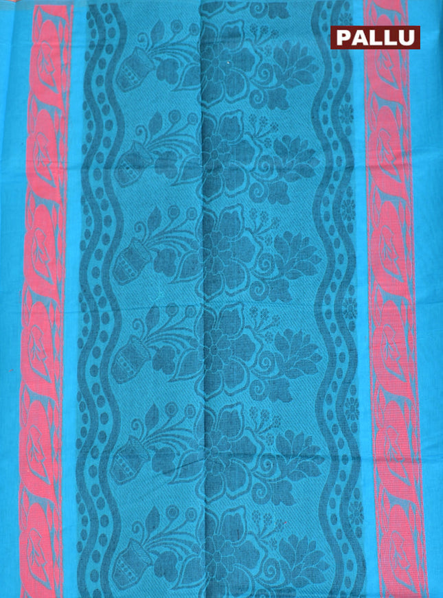 Coimbatore Cotton Blue Butta Saree with Plain Border