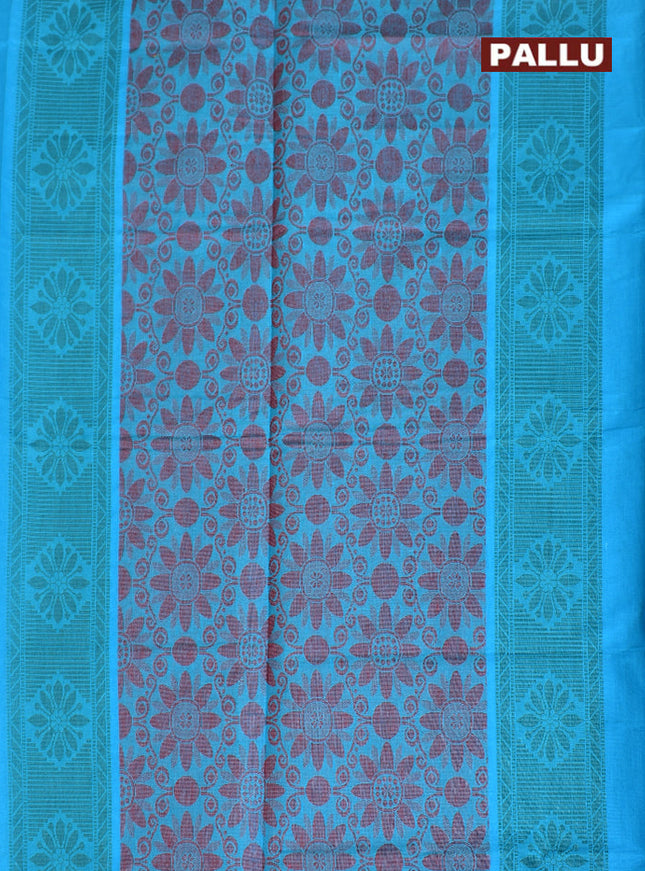 Coimbatore Cotton Blue Butta Saree with Plain Border