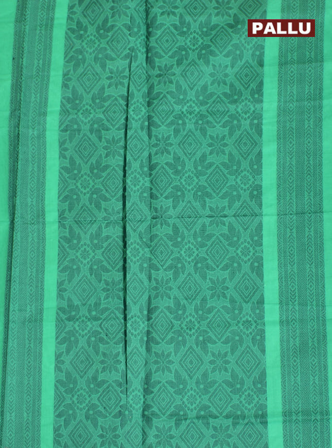 Coimbatore Cotton Rama Green Butta Saree with Plain Border