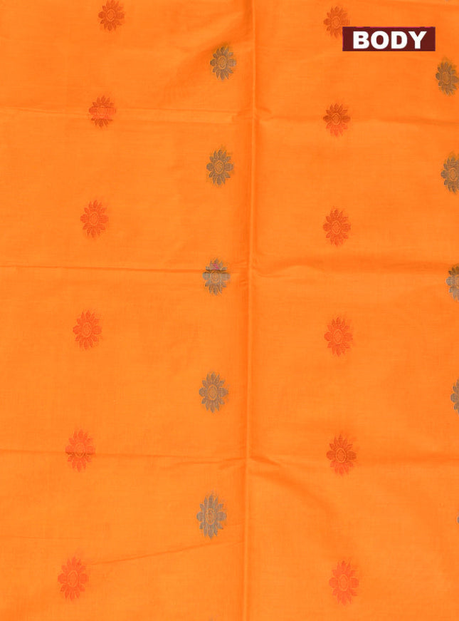 Coimbatore Cotton Orange Butta Saree with Plain Border