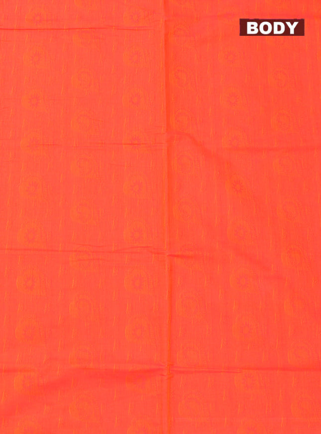 Coimbatore Cotton Dark Orange Emboss Saree with Thread Woven Border