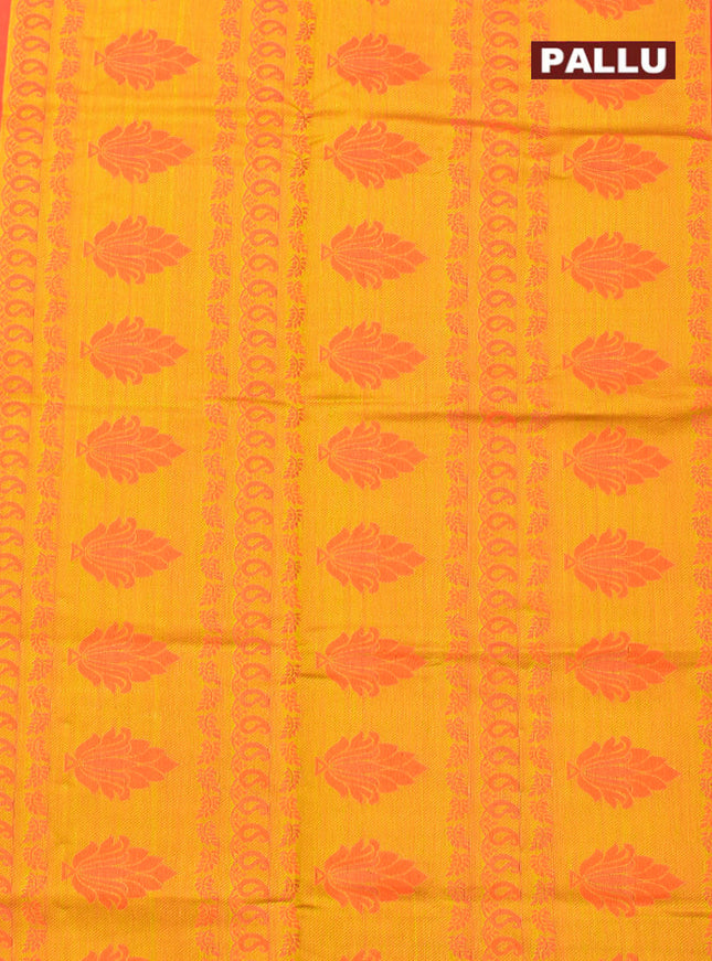 Coimbatore Cotton Dark Orange Emboss Saree with Thread Woven Border