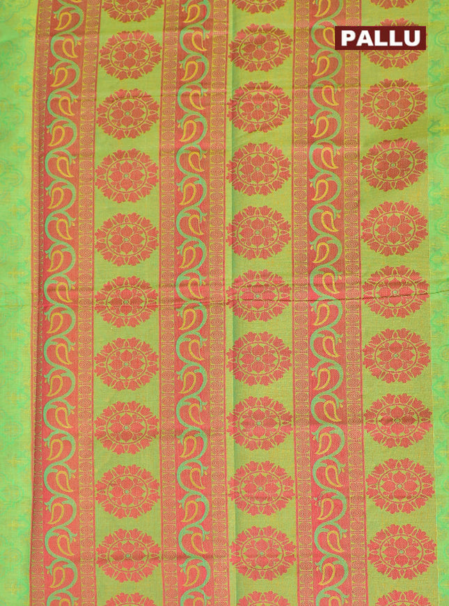 Coimbatore Cotton Green Emboss Saree with Thread Woven Border