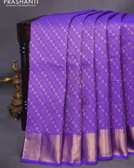 Pure kanchipuram silk saree royal blue with allover zari woven brocade weaves and zari woven border