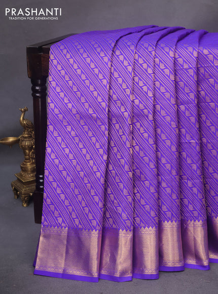 Pure kanchipuram silk saree royal blue with allover zari woven brocade weaves and zari woven border