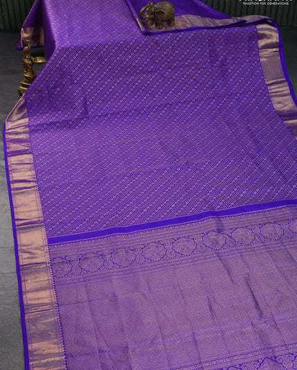 Pure kanchipuram silk saree royal blue with allover zari woven brocade weaves and zari woven border