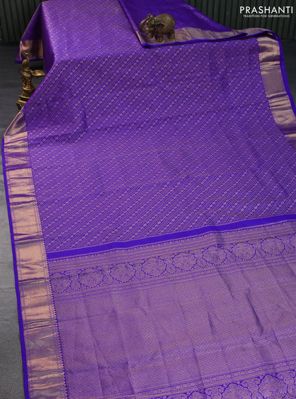 Pure kanchipuram silk saree royal blue with allover zari woven brocade weaves and zari woven border