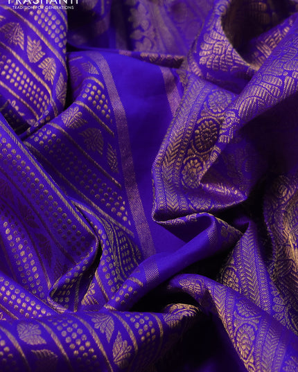 Pure kanchipuram silk saree royal blue with allover zari woven brocade weaves and zari woven border