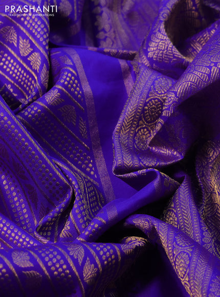Pure kanchipuram silk saree royal blue with allover zari woven brocade weaves and zari woven border