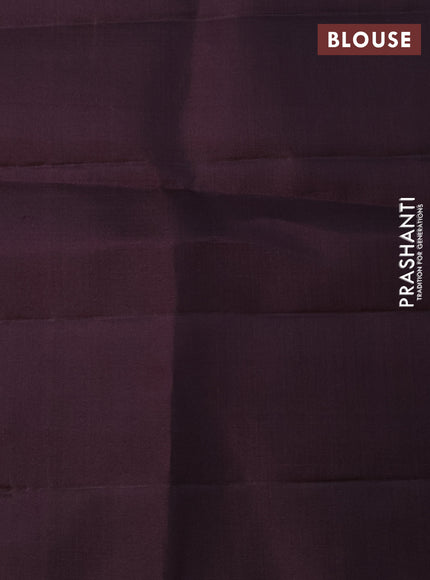 Pure kanchipuram silk saree deep coffee brown and purple shade with allover zari woven brocade weaves and simple border