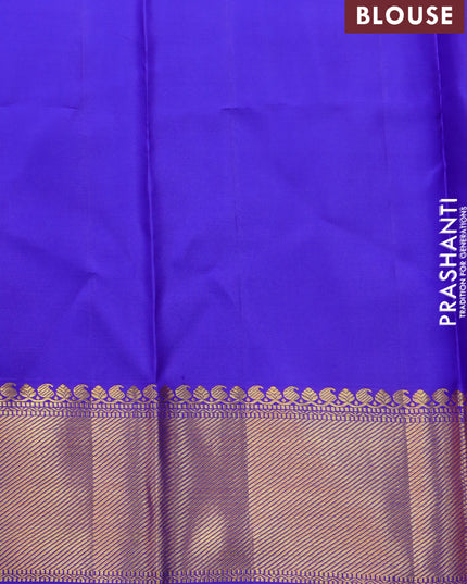 Pure kanjivaram silk saree royal blue with allover self emboss & zari buttas and zari woven border