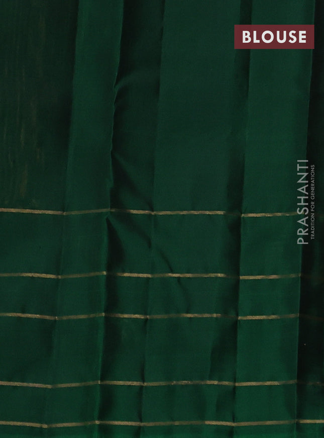 Pure soft silk saree mustard yellow and green with allover zari weaves and zari woven butta border