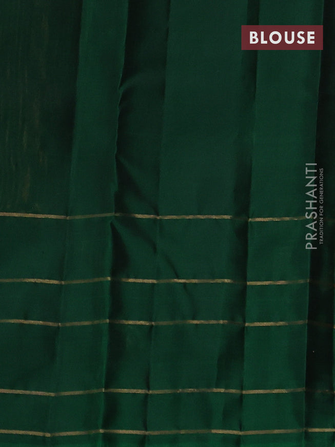 Pure soft silk saree mustard yellow and green with allover zari weaves and zari woven butta border