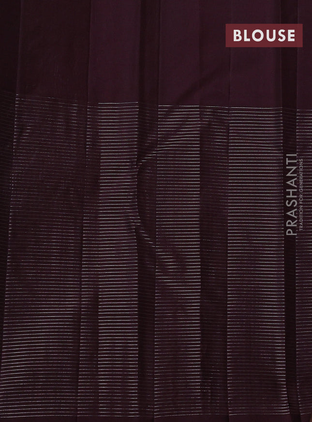 Pure soft silk saree pastel lavender and wine shade with allover zari weaves and long zari woven border