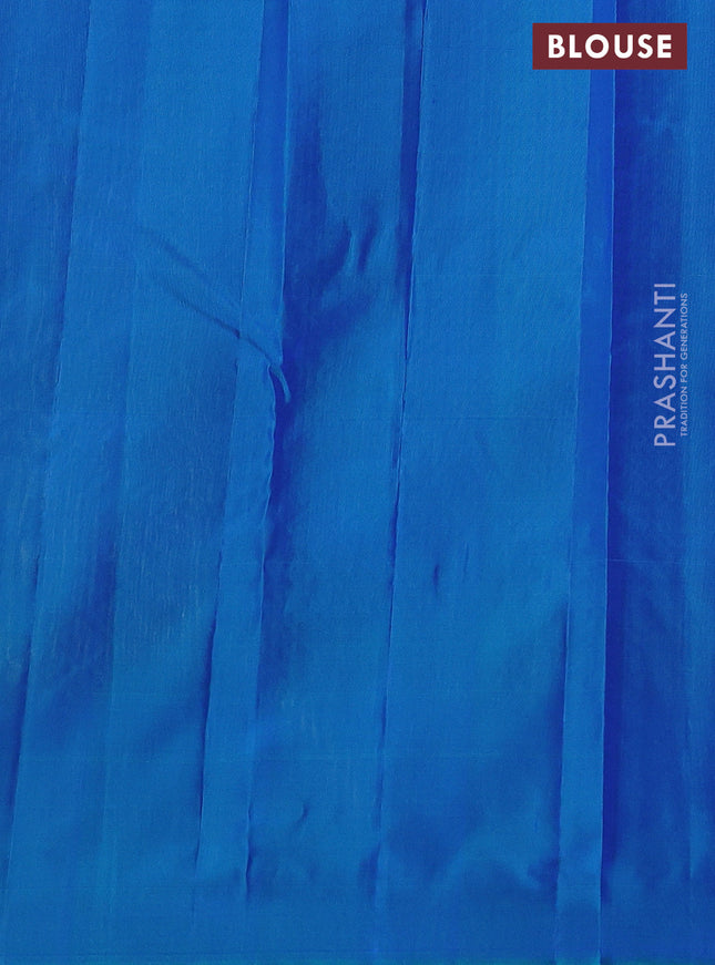 Pure soft silk saree pastel green and dual shade of blue with allover zari weaves and zari woven butta border