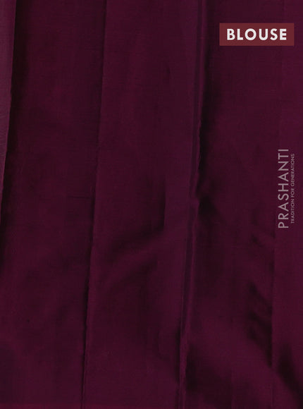 Pure soft silk saree pista green and dark magenta pink with allover self emboss in borderless style