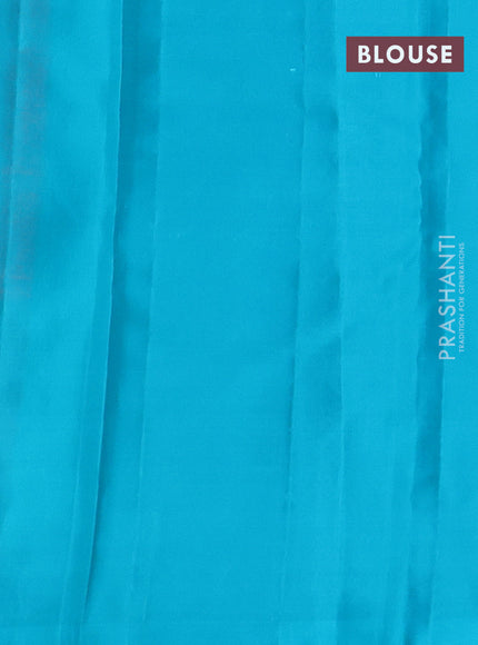 Pure soft silk saree red and teal blue with allover self emboss & zari buttas in borderless style