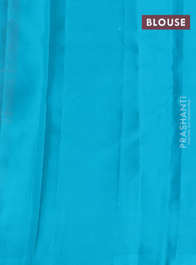 Pure soft silk saree red and teal blue with allover self emboss & zari buttas in borderless style