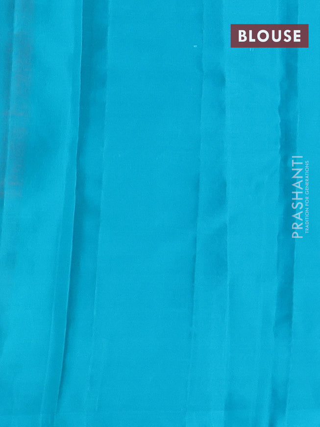 Pure soft silk saree red and teal blue with allover self emboss & zari buttas in borderless style