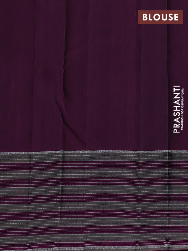 Pure soft silk saree light green and purple with allover silver zari woven brocade weaves and zari line border