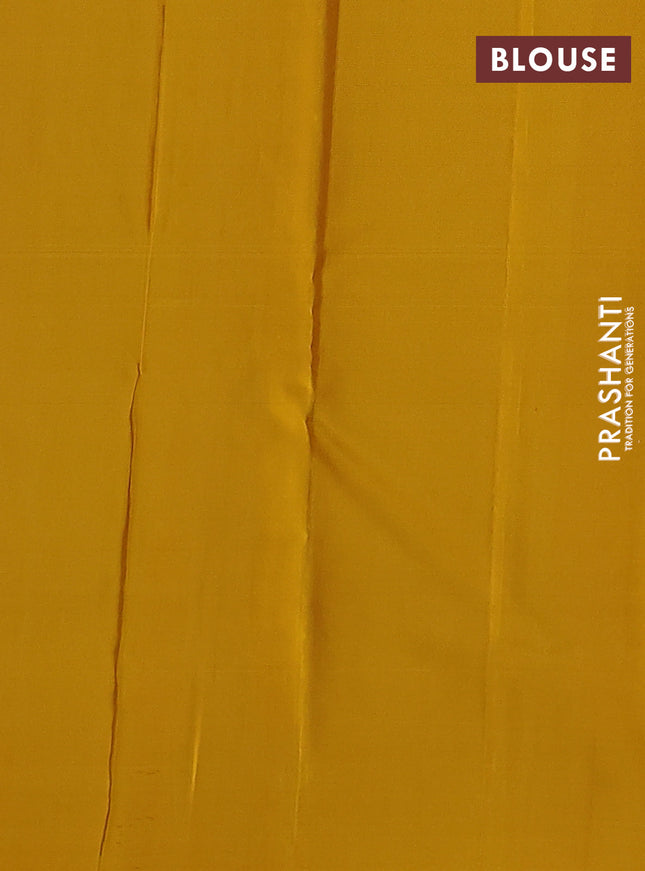 Pure soft silk saree teal blue and mango yellow with allover silver zari weaves in borderless style