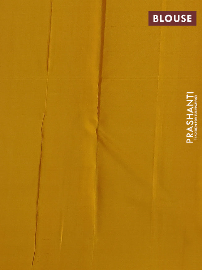 Pure soft silk saree teal blue and mango yellow with allover silver zari weaves in borderless style