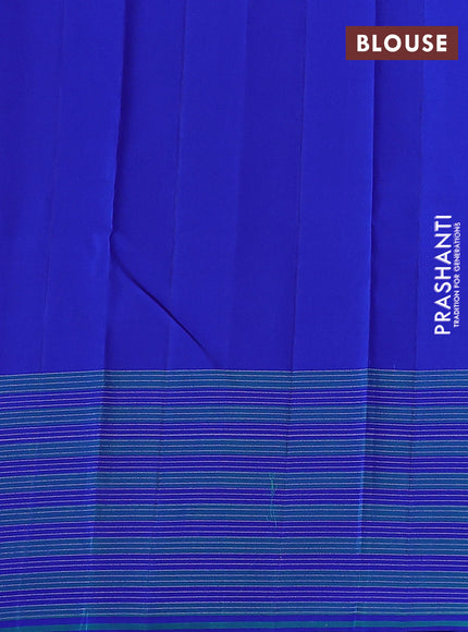 Pure soft silk saree pista green and blue with allover silver zari weaves and zari line border