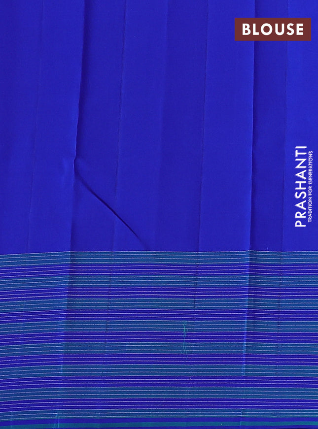 Pure soft silk saree pista green and blue with allover silver zari weaves and zari line border