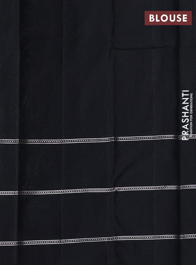 Pure soft silk saree light green and black with allover thread checked pattern and long zari woven border