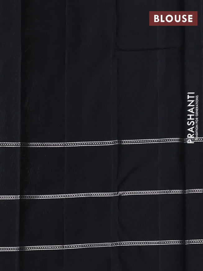 Pure soft silk saree light green and black with allover thread checked pattern and long zari woven border