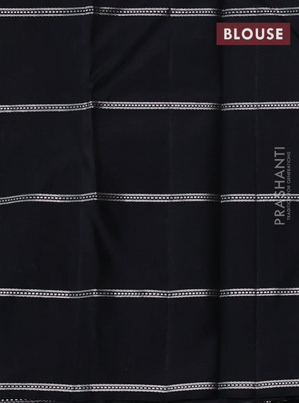 Pure soft silk saree pastel green and black with allover thread checked pattern and long zari woven border