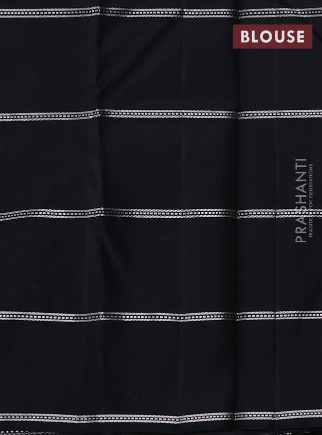 Pure soft silk saree pastel green and black with allover thread checked pattern and long zari woven border