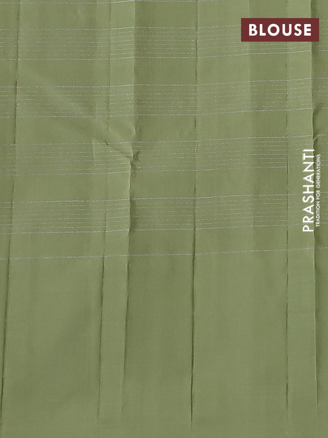 Pure soft silk saree green and pista green with allover silver zari checked pattern and zari woven butta border