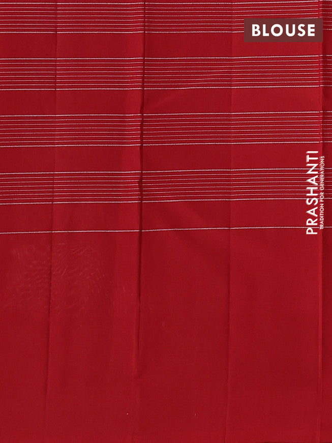 Pure soft silk saree pastel green and red with allover silver zari checked pattern and zari woven butta border