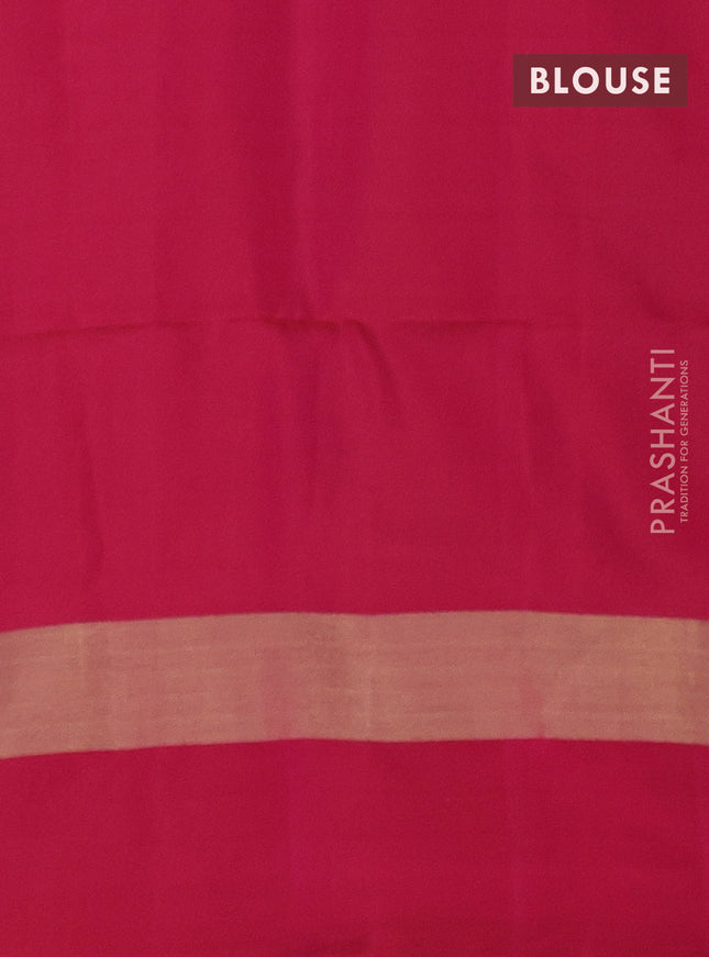 Pure soft silk saree lime green and pink with silver and zari woven paisley buttas and zari woven border